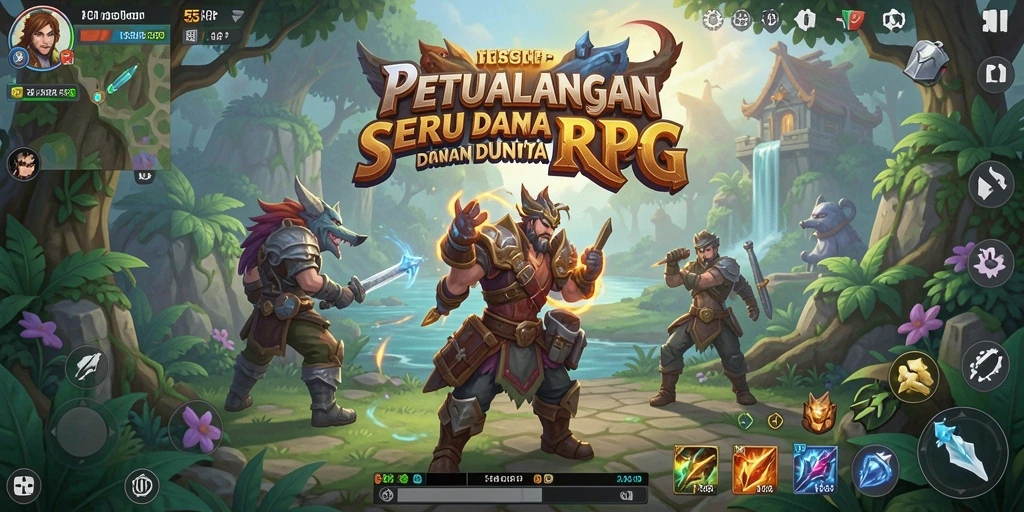 Screenshot utama 55RP menampilkan gameplay RPG yang memukau.