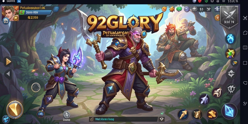 Tangkapan layar gameplay menampilkan petualangan seru di dunia 92GLORY.