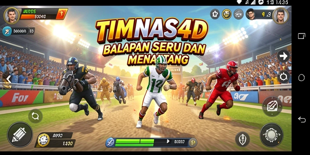 Screenshot utama TIMNAS4D yang menunjukkan aksi balapan yang mendebarkan.